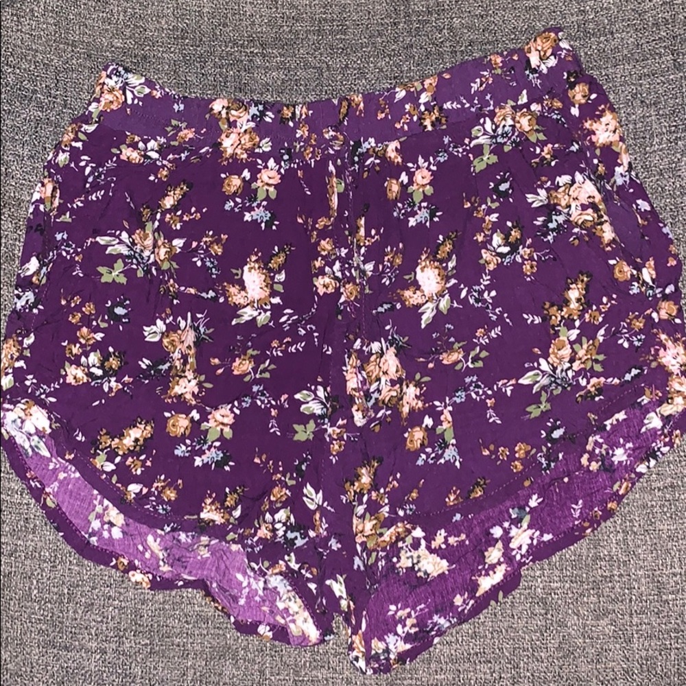 Purple Flower Shorts